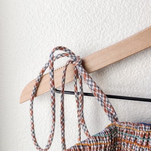 Storia Smocked Sheath Multi Colored Checker Pattern Ruffle Hem Mini Dress - Picture 5 of 7